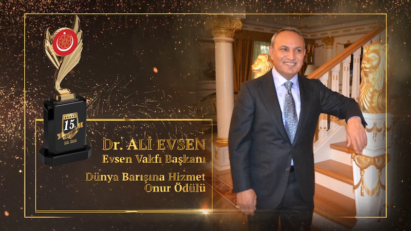 Dr. Ali Evsen’e Dünya Barışına Hizmet Onur Ödülü